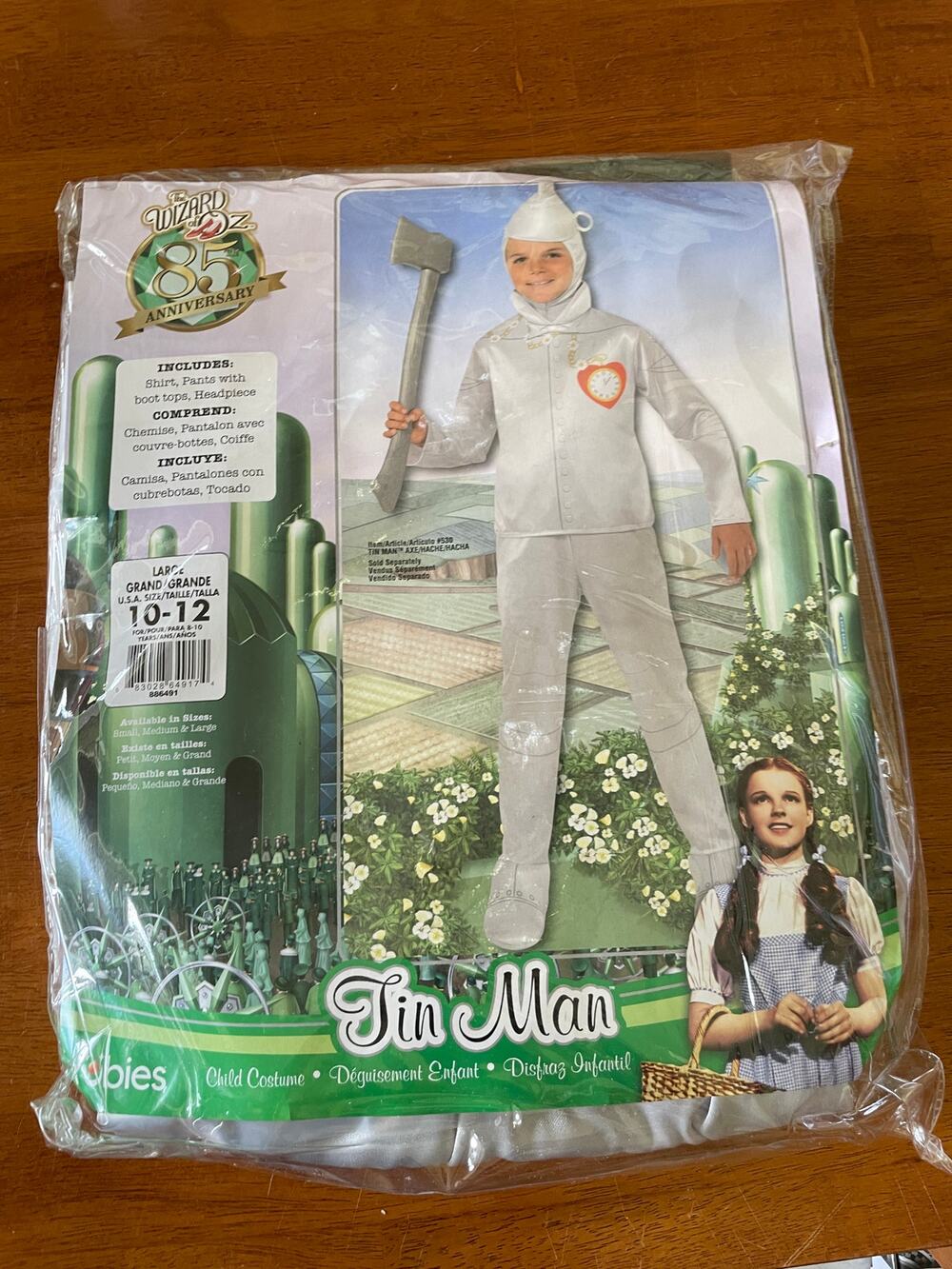 CHILD WIZARD OF OZ TIN MAN HALLOWEEN COSTUME SIZE L AA174